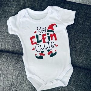 🎄New! So Elfin Cute White Baby Onesie Romper Size 3-6 Months